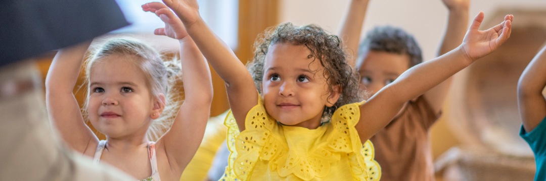 Kids happy in a classroon