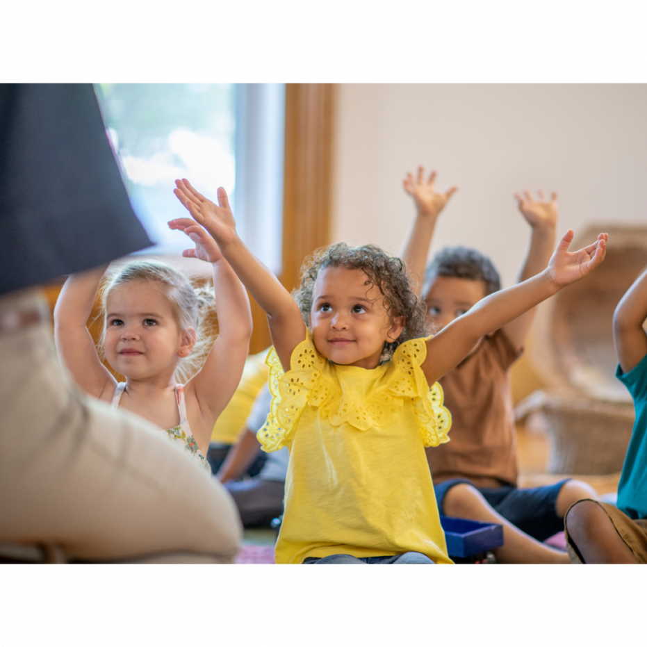 Kids happy in a classroon